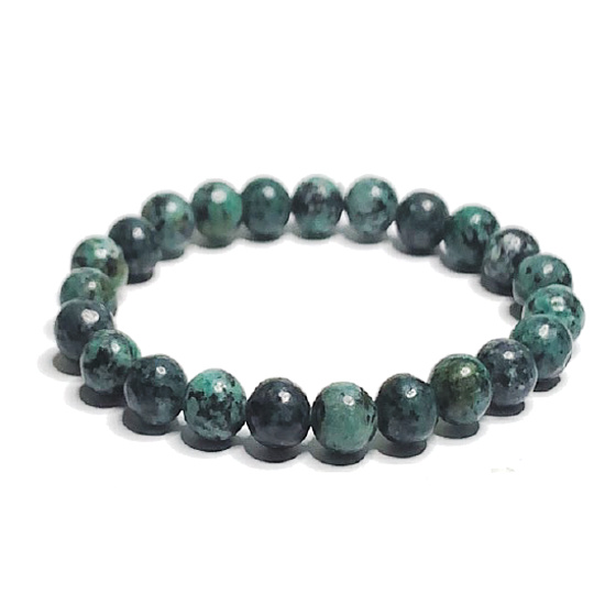 Jadeitový africký náramok elastický prírodný kameň, guľôčka 8 mm / 16 - 17 cm