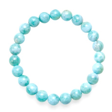 Larimar náramok elastický prírodný kameň, guľôčka 7 mm / 16 - 17 cm, kameň bájnej Atlantídy