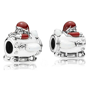 Prívesok Striebro 925 Santa vo vesmíre, vesmírna loď, korálik na náramku Vianoce