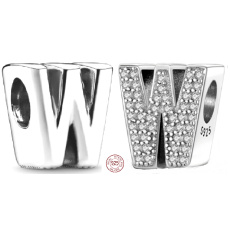 Prívesok Striebro 925 Abeceda písmeno W, korálik na náramok