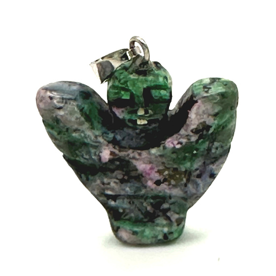 Anyolot / Ruby v zoisite Anjel, anjelské krídla prívesok prírodný kameň ručne brúsený 25 x 21 x 5 mm, odbúrava stres