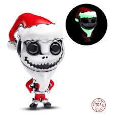 Charm Sterlingové stříbro 925 Tim Burton, Noční můra před Vánoci, Santa Jack - svítí ve tmě, korálek na náramek film