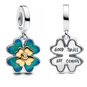 Charm Čtyřlístek, korálek na náramek štěstí - dobré věci přichází Charm Čtyřlístek, korálek na náramek štěstí - dobré věci přichází