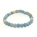 Larimar náramok elastický prírodný kameň, guľôčka 6 mm / 16 - 17 cm, kameň bájnej Atlantídy