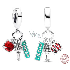 Šarm Striebro 925 New York City Triple 3v1, cestovný náramok prívesok