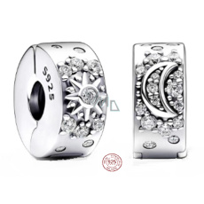 Prívesok Striebro 925 Krása nebies, slnko/mesiac, so zirkónovou zátkou, klip korálik na náramok vesmír