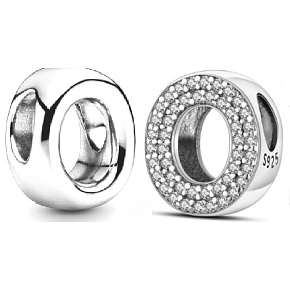 Prívesok Striebro 925 Abeceda písmeno O, korálik na náramok