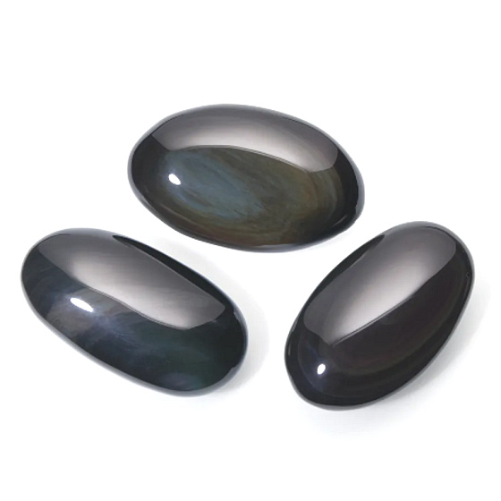 Obsidián čierny mydlový prírodný kameň cca 8 x 6 cm 1 kus, záchranný kameň