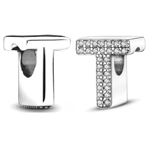 Prívesok Striebro 925 Abeceda písmeno T, korálik na náramok