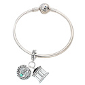 Charm Sterlingové stříbro 925 Řecko | Parthenon & lyra, harmonie a síla antiky, přívěsek na náramek cestování