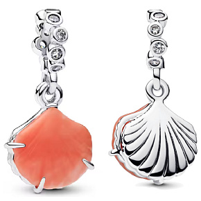 Charm Mušle 2v1 s korálovou barvou, přívěsek na náramek příroda Charm Mušle 2v1 s korálovou barvou, přívěsek na náramek příroda
