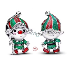 Charm Sterlingové stříbro 925 Vánoční skřítek Elf - vánoční Santa Clausův pomocník, korálek na náramek vánoce Charm Sterlingové stříbro 925 Vánoční skřítek Elf - vánoční Santa Clausův pomocník, korálek na náramek vánoce