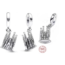 Šarm Striebro 925 Barcelona La Sagrada Familia, cestovný náramok prívesok