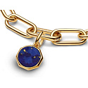 Charm Striebro 925 Mini medailón modrý imitácia Lapis lazuli, prívesok na náramok symbol