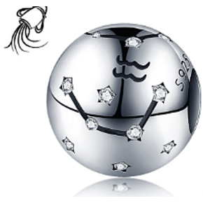 Vodnár znamenie zverokruhu, prívesok na náramok + zirkón, guľôčka 9 mm 1 kus Vodnár znamenie zverokruhu, prívesok na náramok + zirkón, guľôčka 9 mm 1 kus