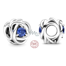 Prívesok Striebro 925 Nekonečný kruh večnosti žiarivo modrý, korálik na náramok