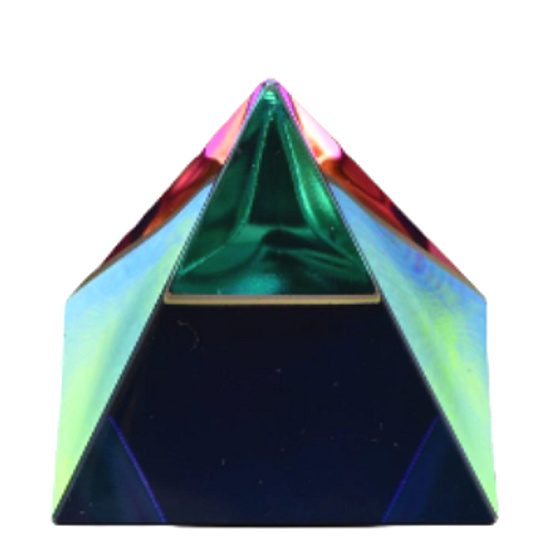 Krištáľové sklo Pyramída 40mm s farebným pokovom - ťažítko, darčeková krabička