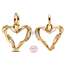 Charm Sterlingové stříbro 925 Mini medailon Drátěné srdce, přívěsek na náramek láska Charm Sterlingové stříbro 925 Mini medailon Drátěné srdce, přívěsek na náramek láska