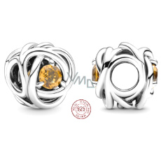 Prívesok Striebro 925 Nekonečný kruh večnosti November medovo žltý, korálik na náramok