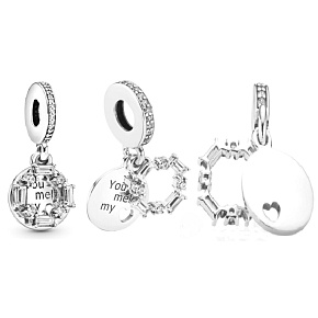 Prívesok zo striebra 925 Ice carving - You melt my heart, love bracelet pendant