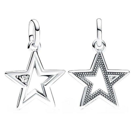 Šarm Striebro 925 Glittering Star - Mini medailón, vesmírny náramok prívesok
