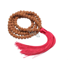 108 Mala Rudraksha meditační šperk, přírodní náhrdelník, ruční výroba, korálek 8 mm, střapec 8 cm 108 Mala Rudraksha meditační šperk, přírodní náhrdelník, ruční výroba, korálek 8 mm, střapec 8 cm