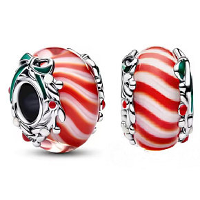 Charm Sladké Vánoce – Červeno-bílý přívěsek se stuhou, korálek na náramek vánoce Charm Sladké Vánoce – Červeno-bílý přívěsek se stuhou, korálek na náramek vánoce