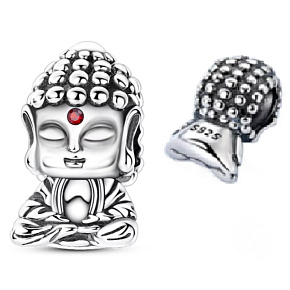 Charm Sterlingové stříbro 925 Duchovní symbol, Buddha – klid mysli, ochrana a vnitřní síla, korálek na náramek