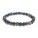 Obsidián modrý náramok elastický prírodný kameň, guľôčka 6 mm / 16-17 cm, záchranný kameň