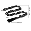 108 Mala Onyx náhrdelník matný meditačný šperk, prírodný kameň, uzlíkový strapec, korálik 8 mm