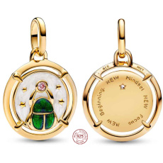 Charm Striebro 925 Mini medailón chrobák Skarabeus, prívesok na náramok zviera