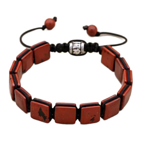 Jaspis červený náramek pletený přírodní kámen, rozměr 10 x 10 x 5 mm / 18,5 cm, posuvné zapínání, kámen úplné péče