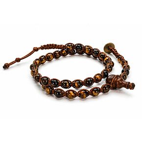 Tygří oko – buddhistický náramek se santalovým Buddha prvkem, korálky 6 mm, klid, ochrana a vnitřní jistota