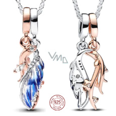 Šarm striebro 925 Feather prívesok 2v1, prívesok náramok zvierat Šarm striebro 925 Feather prívesok 2v1, prívesok náramok zvierat