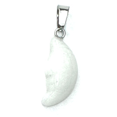 Achátový prívesok biely mesiac prírodný kameň, ručne brúsená figúrka 2,2 x 10 mm, poskytuje pokoj a pohodu