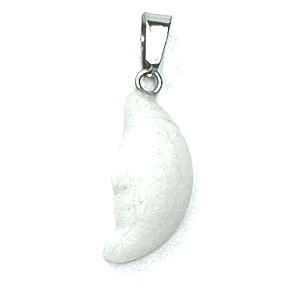 Achátový prívesok biely mesiac prírodný kameň, ručne brúsená figúrka 2,2 x 10 mm, poskytuje pokoj a pohodu