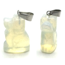 Opalit Pes prívesok syntetický kameň, ručne brúsená figúrka 1,8 x 2,5 x 8 mm, kameň želania a nádeje