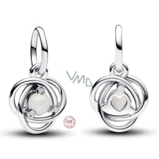 Šarm Striebro 925 Umelá perla kruh večnosti jún, prívesok na náramku symbol Šarm Striebro 925 Umelá perla kruh večnosti jún, prívesok na náramku symbol