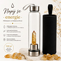 Skleněná krystalová láhev na vodu Napij se energie – Přírodní citrínová špice | 550 ml