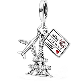 Charm Francie, Flying to Paris - wish you were here, cestovný náramok 3v1 prívesok 9 mm