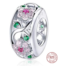 Striebro 925 Kvitnúca príroda, náramok z prírodných korálok