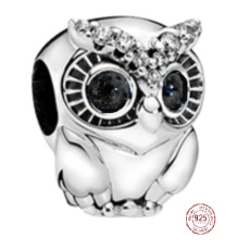 Prívesok Striebro 925 Múdra sova, korálik na náramku zviera