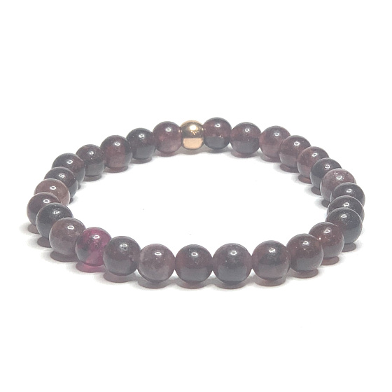 Rubelit bordovo červený náramok elastický prírodný kameň, guľôčka 6 mm / 16 - 17 cm