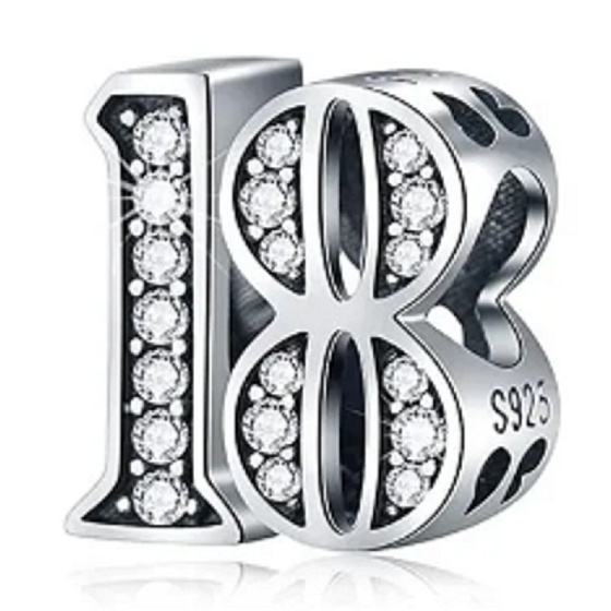 Prívesok Striebro 925 18 rokov, korálik na náramku