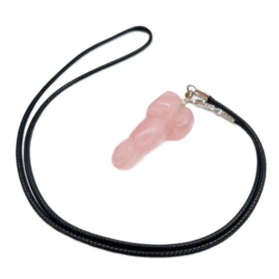 Růženinový amulet ve tvaru penisu, přívěsek z přírodního kamene, ručně broušený, 3 cm, symbol plodnosti a kámen lásky