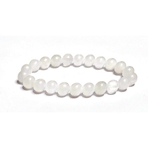 Kremeň biely náramok elastický prírodný kameň, korálik 8 mm / 16-17 cm, najdokonalejší liečiteľ