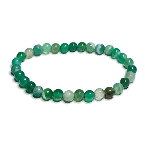 Achát zelený čipkovaný náramok elastický prírodný kameň, guľôčka 6 mm / 16 - 17 cm, symbolizuje živel zeme