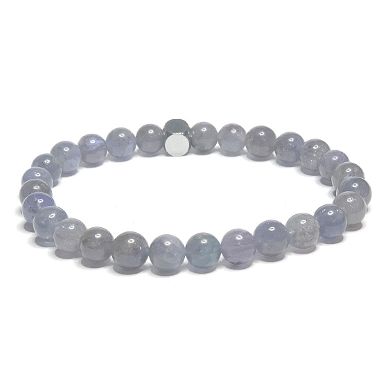 Tanzanitový náramok elastický prírodný kameň, guľôčka 6 mm / 16 - 17 cm