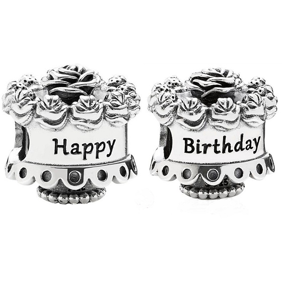 Prívesok zo striebra 925 Happy Birthday, korálik na náramku narodeniny