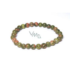 Unakit náramok z elastického prírodného kameňa, guľôčka 6 mm / 16-17 cm, kameň osobného rastu a vízie Unakit náramok z elastického prírodného kameňa, guľôčka 6 mm / 16-17 cm, kameň osobného rastu a vízie